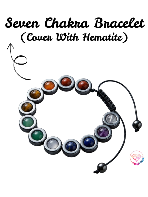 Seven Chakra Hematite Shield Bracelet
